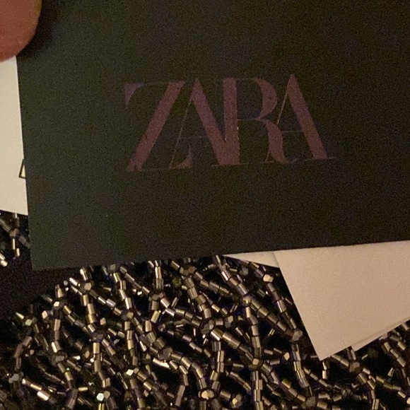 NWT. Zara Aged Silver Necklace with Beading Appliqué Detail. - Picture 9 of 9